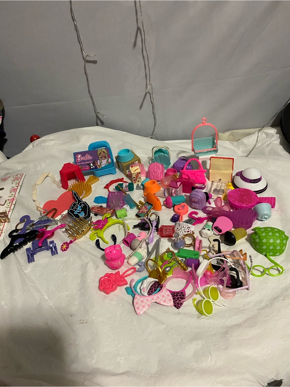 Barbie Accessory Lot - Pink, Green, Purple and Blue Mini Fashion Pieces